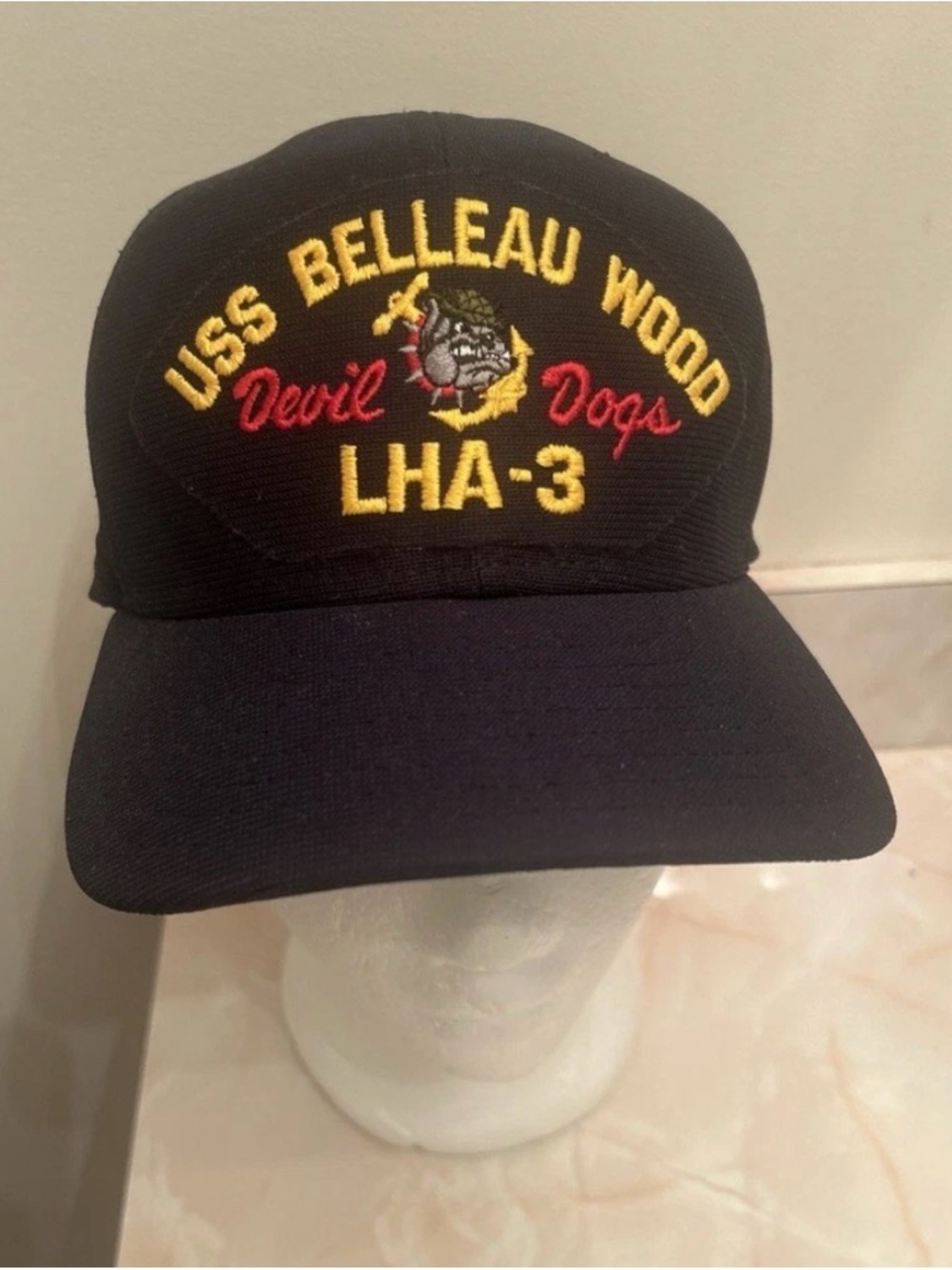 Vintage Navy USS Belleau Wood Devil Dogs LHA-3 Embroidered Cap